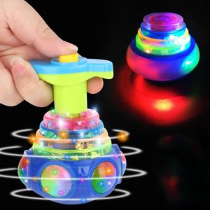 1Pcs Glutinous Gyroscope Bagged Round Luminous Toy Light Music Rotating Gyro Random Color Gyro