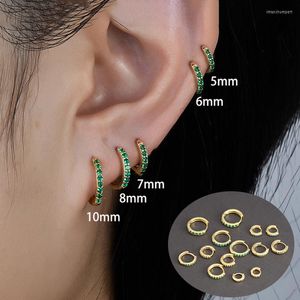 Çember Küpeler 1 Çift Yeşil Küçük Huggies Paslanmaz Çelik Kız Tinik Yüzükler Kıkırdak Küçük Piercing Tragus Circle Erkekler Çemberler