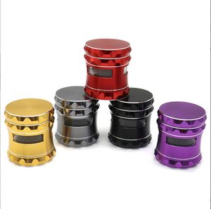 Smoking Pipes New chamfered white edge three hole 63mm four layer aluminum alloy cigarette grinder