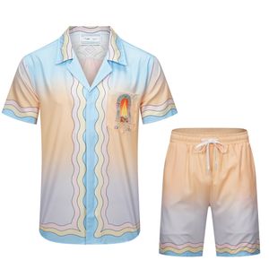 2023T Erkekler Sıradan Gömlek Setleri Yaz Trailsuit Set Moda Kısa Kollu Bowling Hawaii Seaside Tasarımcı Plaj Gömlekleri M-3XL 265