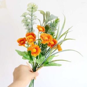 Decorative Flowers Artificial Daisy Fake Plastic Mixed Green Plants Home Decoration Wedding Arrangement