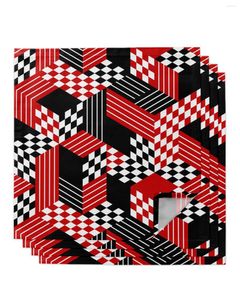 Table Napkin 4pcs Red Black Geometric Abstrac Middle Ages Square 50cm Wedding Decoration Cloth Kitchen Serving Napkins