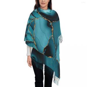 Scarves Customized Printed Teal And Gold Marble Landscape Waves Scarf Men Women Winter Warm Geometric Shawls Wraps