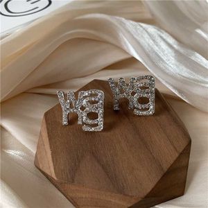 Stud Letter Wang Atmospheric Earrings Cool Korea 2021 New Tide Simple Personality Fashion Ins Online Celebrity Ear Jewelry J230529