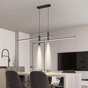 Kolye lambaları Modern yemek masası Led Avize Siyah Altın Minimalist Mutfak Odası Lambası Ev Dekoru Aydınlatma Parlak