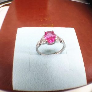 Klusterringar smycken 925 Sterling Silver (Support Detection) Inlagd Red Corundum Gemstone Ladies Ring Mini Water Drop Cut Surface