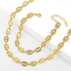 Chains WT-BFN046 Hip-hop Cool Ins Pig Nose Necklace European Internet Celebrities With Light Metal Collarbone Chain Choker