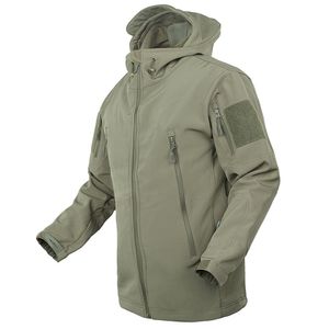 Winter Men outdoor climbing soft shell fleece plus size hooded waterproof tactical jacket military