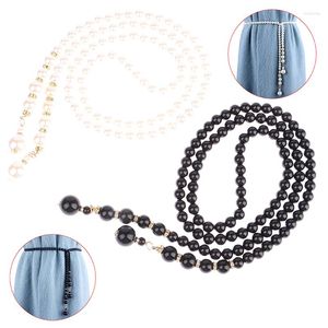 Belts 1Pcs Fashion Elegant Pearl Metal Waist Chain For Women Sweater Shirt Decoration Lenght About 110cm Belt Accessories