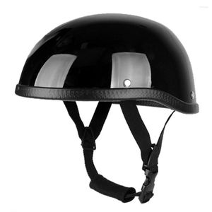 Motorcykelhjälmar Halva hjälm Retro Style Abs Bomullsplast Cap-Bright/Dumb Black For Motorcyclist Biker Ridder Universal Washable