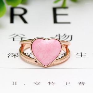 Cluster Rings Fashion Original 925 Silver Rose Pink Heart Ring For Women Wedding Engagement Pan DropShip Wholesale