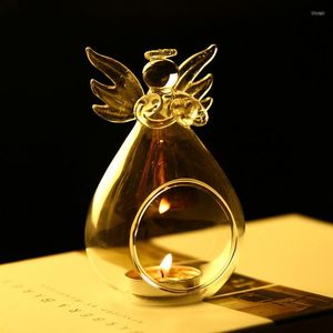 Candle Holders Valentine's Day Glass Angel Holder Home Night Wedding Tea Light Party Atmosphere Decoration Candlestick Gift Present