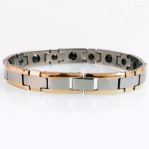 Link Armbänder Paar Für Liebhaber 8/11 MM Rose Gold Überzogene Wolfram Stahl Energie Gesundheit Care Germanium Magnetische Armband männer Frauen