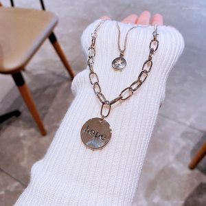 Collane con ciondolo High-end Double Layer Round Star Hope Collana catena Coffee Gold Color Women Choker Jewelry