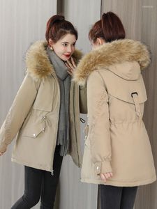 Trench da donna Giacche invernali in cotone Designer Fashion Casual Solid Parka per donna 2023 Cappotto femminile semplice con cappuccio e pelliccia