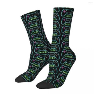 Men's Socks Cool Neon Game Controller Colors Basketball Polyester Crew For Women Men Breathable