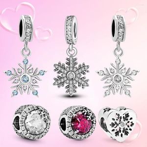 Charms Winter Snowflake Pendant Dangle Women 3MM Snake Chain Moment Bracelet Radiant Heart Crystal Beads For Jewelry Making