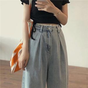 Saia jeans jeans vintage fêmea de pernas largas calças de renda de renda para mulheres roupas casuais jeans solteiros calça alta moda coreana jean