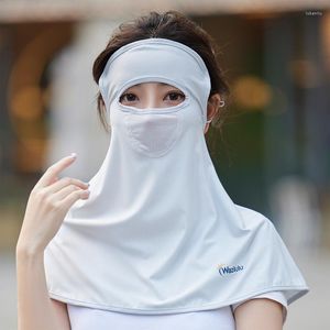 Eşarplar 1 adet yüz kapak kadın ipek güneş kremi koruması UV güneşlik nefes alabilen boyunlu peçe kadın