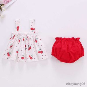 Set di abbigliamento Vestiti estivi per neonati sottili per ragazze Set Mini abito e pantaloncini stampati 2 pezzi Abbigliamento per neonati 0-2 anni