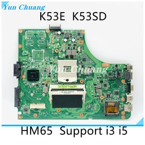 Płyta główna K53SD Laptopa do płyty głównej ASUS K53E K53 A53E A53S X53S X53E P53 Oryginalna płyta główna HM65 DDR3 Obsługa I3 I5 CPU GMA