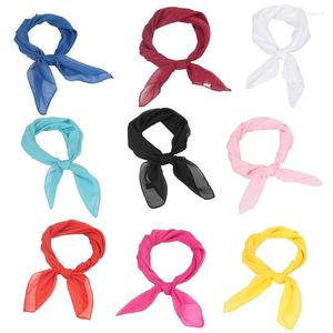 Scarves Square Ribbon Neck Scarf Handkerchief Solid Sheer HeadScarf 1950s Chiffon Retro Hair Tie For Women 50s