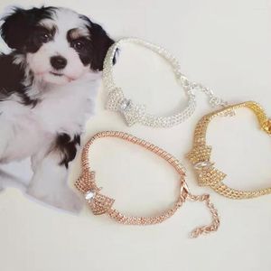 Dog Collars Nice-looking Pet Collar Flexible Bowknot Design Adjustable Fashion Rhinestone Necklace Loop