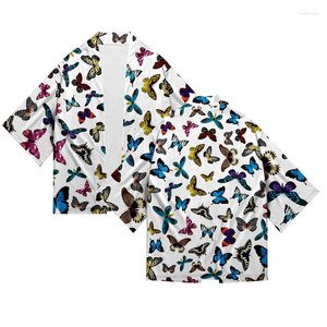 Ethnic Clothing Mash Marka Design Butterfly Print 3D Kimono Shirt Men Men Siedem Point Rleeve Tops Casual Sport Unisex Kurtki kardiganowe