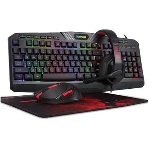 Combos Redragon S101 Wired RGB Backlit Gaming Keyboard Mouse Gaming Mouse Pad Gaming Headset Combo All in 1 Gamer Bundle for Windows PC