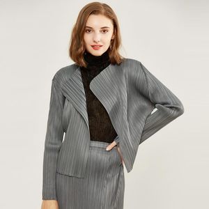 Women's Jackets Miyake Simple Style Spring Long-sleeved Shawl Cardigan Japanese-style Slim Folded Sleeve Jacket Women's Basic Model