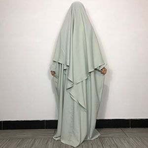 Roupas étnicas Abaya Khimar Definir mulheres muçulmanas de alta qualidade Mulheres de manga longa Duas peças Oração Hijab Roupas islâmicas 230529