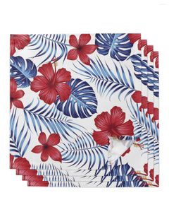 Tovagliolo da tavola 4 pezzi Fiore rosso Pianta tropicale Foglie Quadrato 50 cm Decorazione di nozze Panno Cucina Cena Tovaglioli