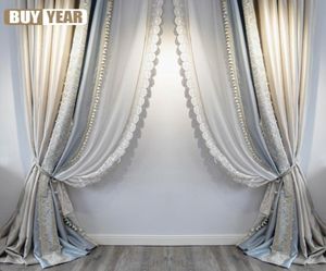 Francuska luksusowa kurtyna do salonu Wysokie atmosferyczne sypialnię wykuszowa jedwabny Wzór z koronką Highprecision Kurtyna 220516161295
