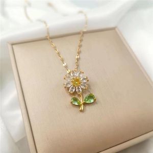 Colares pendentes de zircon flor luz de luxo temperamento cadeia de clavículas mulheres charme criativo jóias de presente de banquete