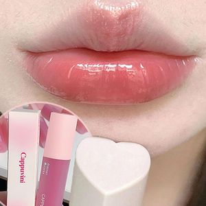 Lucidalabbra Rosa Amore Cuore Smalto Specchio Acqua Latte Tè Nude Marrone Trasparente Olio di vetro Impermeabile Tinta trasparente Trucco