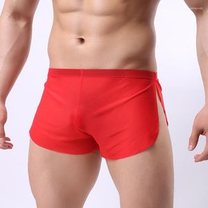 Underbyxor Europa storlek män is silk sexiga gay trosor boxare ultratunn genomskinlig gasväv fast bekväm sömlös silky underkläder