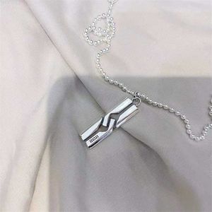 designer de joias pulseira colar anel Zhigujia 925 amor destemido em forma de H Retangular Pingente Amantes cadeia de suéter