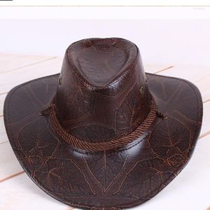 Berets Pu Leather Shading Sun Riding Equestrian Trip Caps Fashion Beach Hats Men Jazz Hat US West Cowboy Exports To North America Cap