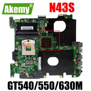 Moderkort Akemy N43SL Notebook Mainboard för ASUS N43S N43SN N43SM N43SL Laptop Motherboard Mainboard GT540M GT550M GT630M GPU