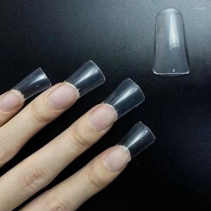 Unghie finte 504 pz/borsa Duck Feet Nail Tips Full Cover Clear Wide Flare Sistema di estensione del gel artificiale Accessori per manicure