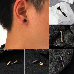 Stud Earrings Screw Male And Female Personality Cool Stainless Steel Ear Studs