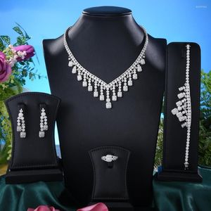 Halsband örhängen set soramoore trendiga blommor chokers smycken för kvinnor bröllop zirkon cz afrikansk dubai bruddansfest