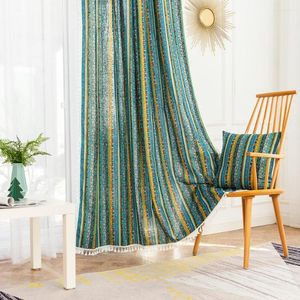 Curtain Boho Style Decor Cotton Linen Finished Curtains With Tassels For Living Room Blinds Bedroom Bay Window