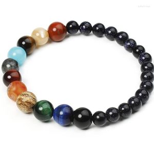 Strand vendendo moda de elasticidade artesanal Starlight oito planetas Bracelet de pedra natural