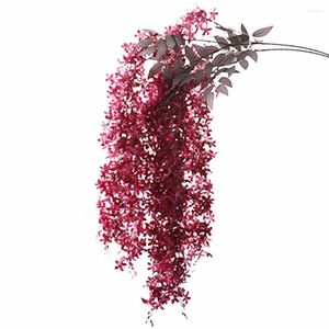 Decorative Flowers S!!! Artificial Lilac Wisteria Flower Plant Wall Hanging Vine Wedding Stage Decor Wholesale Drop Arrival