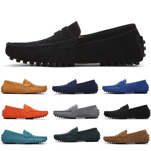 mens women outdoor Shoes Leather soft sole black red orange blue brown orange comfortable Casual Shoes 035