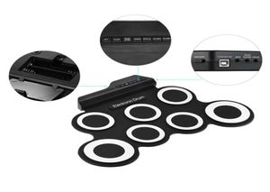 Tamburo elettronico portatile Digital USB 7 Pads Roll Drum Set Kit cuscino per tamburo elettrico in silicone con pedale per bacchette5066280