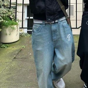 Jeans masculinos y2k hip-hop punk harajuku gótico calça jeans solta para homens e mulheres 2023 Ins moda de perna larga desgaste de rua