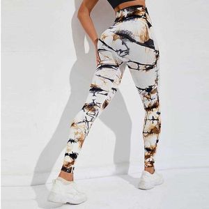 Women's Pants Capris Tie Dye Leggings High Waist Pants Fitness Seamless Leggings Women Hip Lift Tights Gym Workout Clothes Printing Legging J230529