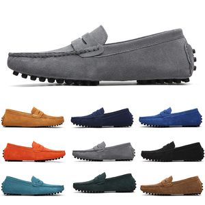 mens women outdoor Shoes Leather soft sole black red orange blue brown orange comfortable Casual Shoes 036